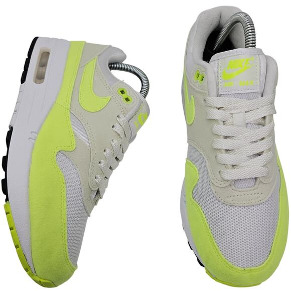 Nike Air Max 1 White Volt Neon Womens 8.5 Sneakers - Picture 1 of 11
